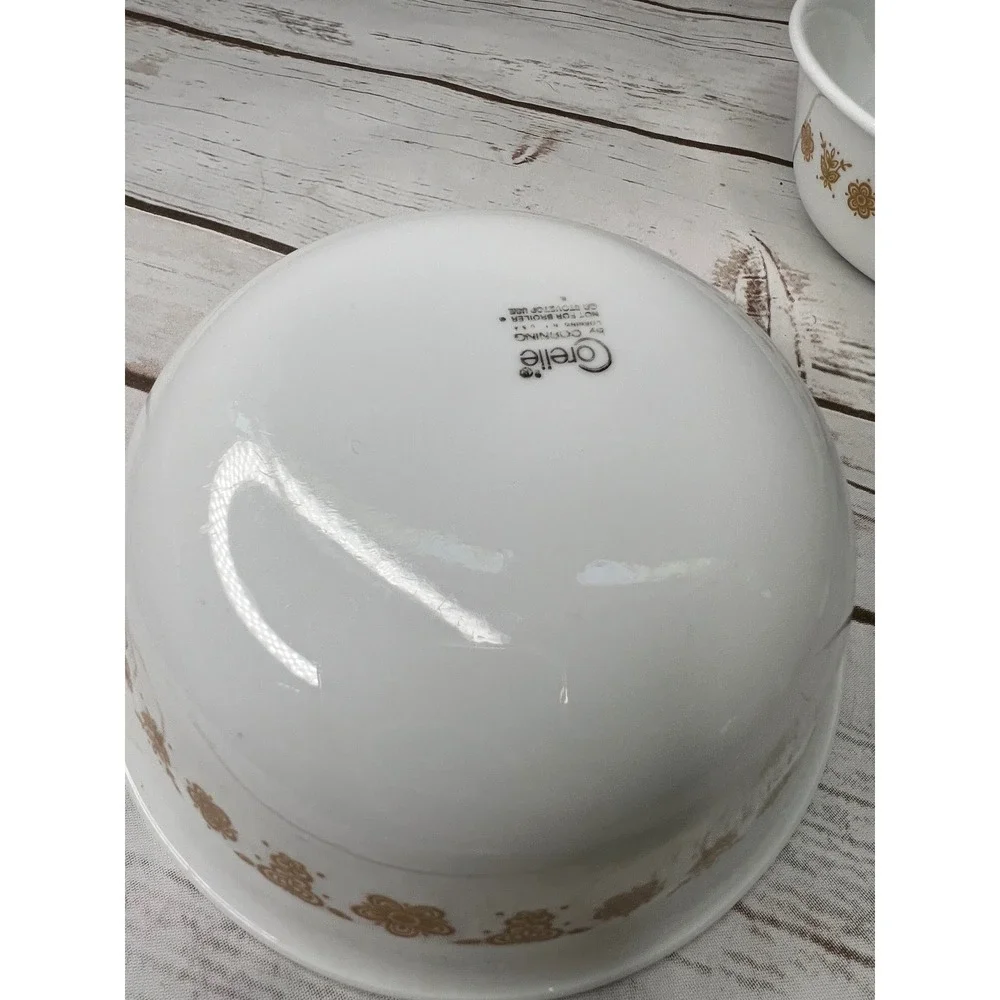 Corelle Cereal Bowls White Butterfly Gold Vintage Vitrelle 6.25in Set of 2
